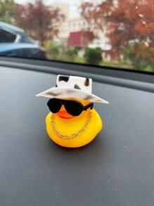 1pc Cartoon Duck Design Car Ornament, Rubber Duck - Multicolor - View 2