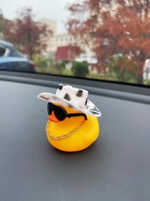 1pc Cartoon Duck Design Car Ornament, Rubber Duck - Multicolor - View 4