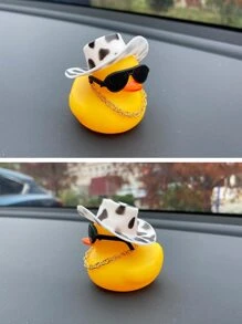 1pc Cartoon Duck Design Car Ornament, Rubber Duck - Multicolor - View 5