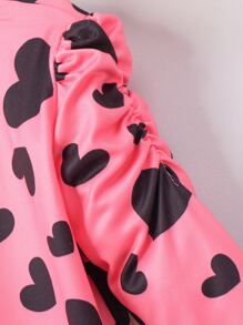 Toddler Girls Heart Print Mock Neck Tee - Pink - View 4