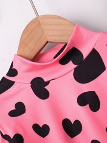 Toddler Girls Heart Print Mock Neck Tee - Pink - View 5