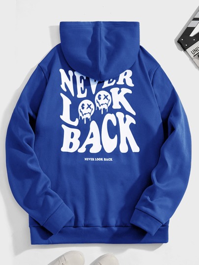 Guys Slogan Graphic Drawstring Hoodie