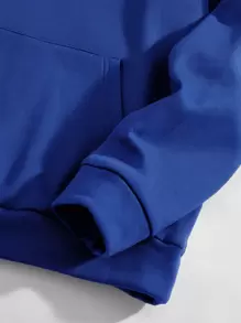 Manfinity VCAY Men Slogan Graphic Drawstring Hoodie, For Fall Winter - Blue - View 4