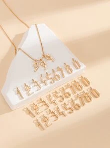 Number Charm Necklace & 27pcs Pendant - Yellow Gold - View 2