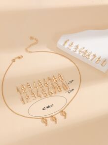 Number Charm Necklace & 27pcs Pendant - Yellow Gold - View 3