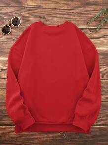 INAWLY 标语图案保暖内衬卫衣，适合毕业季、返校季、毕业典礼、教师节等场合，女士款，返校季套头衫，秋季卫衣 - 紅色 - 查看 2