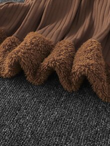 Girls Borg Collar Button Front Dress - Brown - View 4