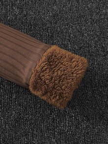 Girls Borg Collar Button Front Dress - Brown - View 6