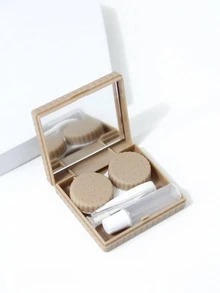 1 set Estuche para lentes de contacto cuadrado - Caqui - Ver 2