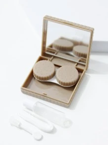 1 set Estuche para lentes de contacto cuadrado - Caqui - Ver 3