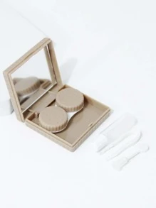 1 set Estuche para lentes de contacto cuadrado - Caqui - Ver 4