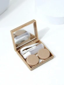 1 set Estuche para lentes de contacto cuadrado - Caqui - Ver 5