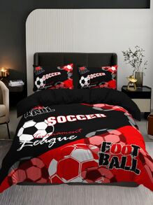 Bộ bìa duvet đồ họa bóng đá và chữ cái không có chất làm đầy - Nhiều màu - Xem 1
