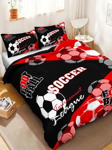 Bộ bìa duvet đồ họa bóng đá và chữ cái không có chất làm đầy - Nhiều màu - Xem 3