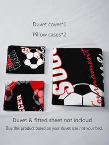 Bộ bìa duvet đồ họa bóng đá và chữ cái không có chất làm đầy - Nhiều màu - Xem 4