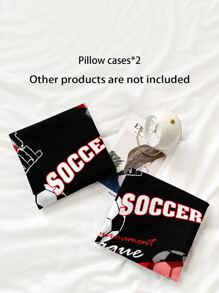 Bộ bìa duvet đồ họa bóng đá và chữ cái không có chất làm đầy - Nhiều màu - Xem 6