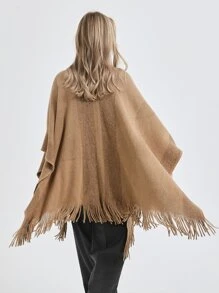 Fringe Trim Shawl - Camel - View 2