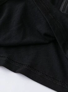 SHEIN Unity Half Zip Tee & Camo Print Trousers - Black - View 5