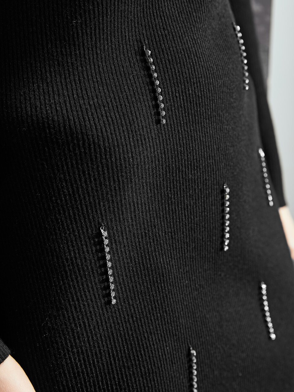 WOOL-MIX RHINESTONE SWEATER DRESS