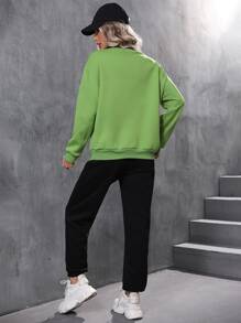 SHEIN Unity 字母圖案落肩袖衛衣和衛褲 - 彩色 - 查看 2