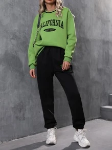 SHEIN Unity 字母圖案落肩袖衛衣和衛褲 - 彩色 - 查看 3