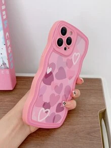 Valentines Pink Heart Print Phone Case Compatible With IPhone15/15Plus/15Pro/15Promax Kawaii - Multicolor - View 2