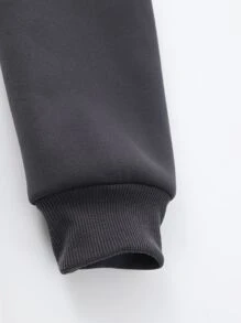 Manfinity EMRG Men 1pc Letter & Cartoon Graphic Drawstring Thermal Hoodie - Dark Grey - View 4