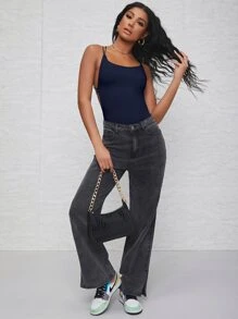 SHEIN BAE Strappy Open-Back Cheeky Bodysuit - Navy Blue - View 5