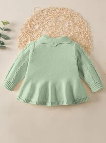 Bebé Cárdigan tejido de cable - Verde - Ver 2