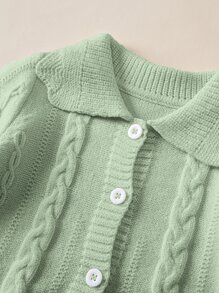 Bebé Cárdigan tejido de cable - Verde - Ver 4