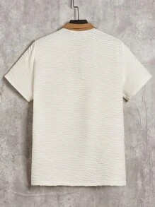 Manfinity Men Contrast Collar Textured Polo Shirt - Beige - View 2