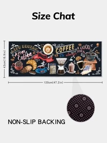 1pc Coffee & Letter Graphic Non-Slip Kitchen Rug, Modern Floor Mat For Kitchen ,Room Decor - Multicolor - View 4
