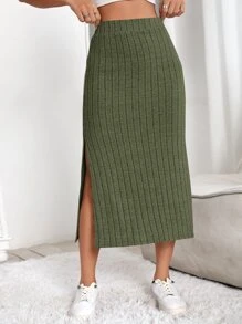 SHEIN Essnce 高腰高衩半身裙