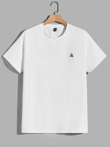 Manfinity VCAY Tops Nam Đắp vá Lá thư Giải trí - trắng - Xem 1