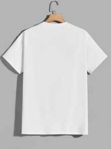 Manfinity VCAY Tops Nam Đắp vá Lá thư Giải trí - trắng - Xem 2