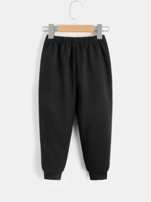 SHEIN Toddler Boys Letter Graphic Sweatpants - Black - View 2