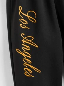 SHEIN Toddler Boys Letter Graphic Sweatpants - Black - View 4