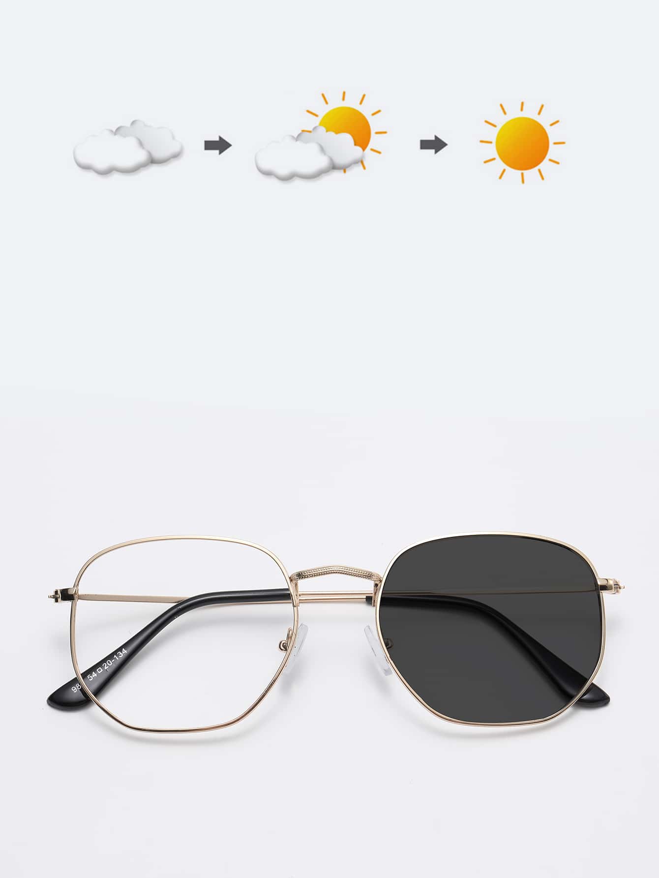 1pc Men's Fashionable Color Changing Metal Fashion Glasses - Grey - View 1