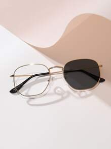 1pc Men's Fashionable Color Changing Metal Fashion Glasses - Grey - View 4