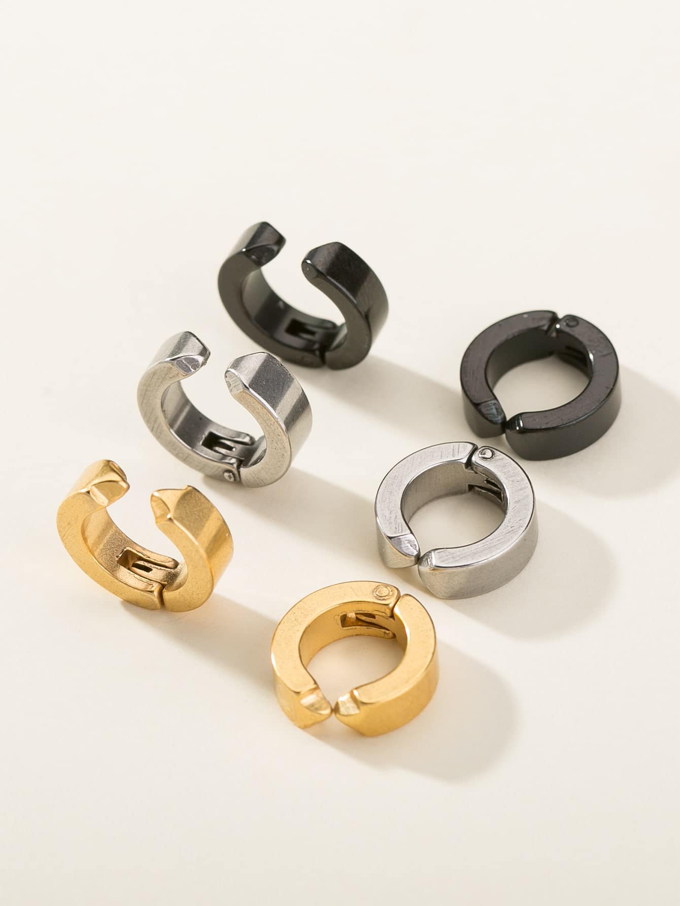 6入組男士極簡風格耳夾 - 彩色 - 查看 1