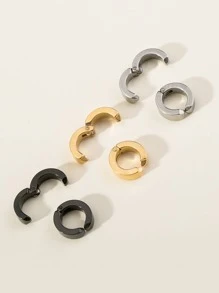 6入組男士極簡風格耳夾 - 彩色 - 查看 2