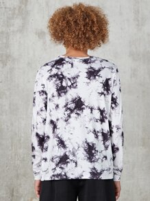 SHEIN 男孩熊和字母圖案紮染T恤