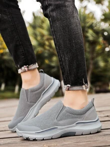 Men Minimalist Canvas Slip On Shoes - Grey - View 6