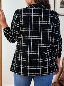 SHEIN LUNE جاكيت مربعات ملونة زر احادي مقاس كبير