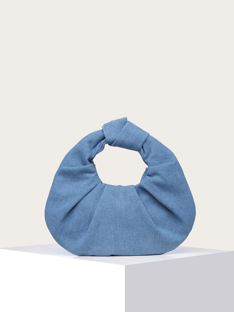 Minimalist Denim Ruched Bag