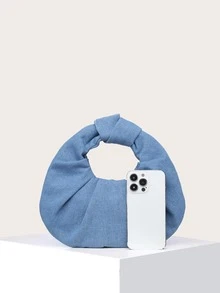 Minimalist Denim Ruched Bag