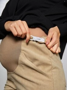 SHEIN Maternity High Waist Straight Leg Trousers - Khaki - View 7