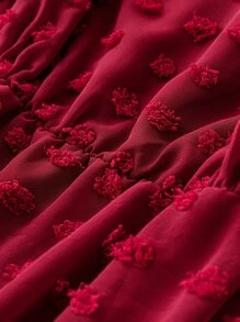 SHEIN Clasi 大碼圓點飄逸洋裝 - 酒紅色 - 查看 3