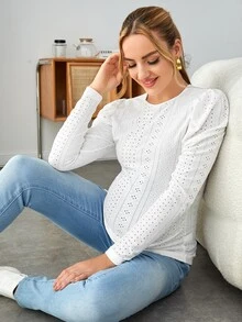 SHEIN Maternity Schiffy Top - White - View 3