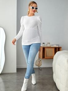SHEIN Maternity Schiffy Top - White - View 5